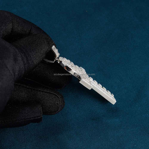 Pass Diamond Tester Iced Out Jewelry Hip Hop Colgante 925 Plata VVS1 Baguette Moissanite Diamond Cross Colgante Collar - Product Image 3