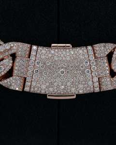 Bracelet chaîne et maillons unisexe en argent 925 plaqué or avec moissanite taille brillant ronde sertie griffe croisée, style Hip Hop pour soirée - Product Image 2