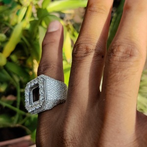Iced Out Moissanite <b>Initial</b> <b>Ring</b> Hip Hop 925 Silver Alphabet <b>Ring</b> Moissanite Diamond <b>Rings</b> 14K White Gold Diamond <b>rings</b> for Men - Product Image 4
