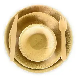 Natürliche Areca Palm Leaf Einweg für Sushi Food Serving Dish Teller Holz teller und Schalen Set Geschirr & Teller