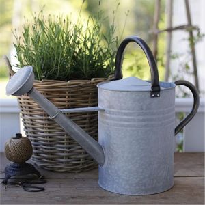 Galvanized <b>Metal</b> Watering Can Long Spout Vintage Garden Indoor Outdoor Flower Plant Water Pot Heavy Duty Iron Gardening <b>Tool</b> - Product Image 1