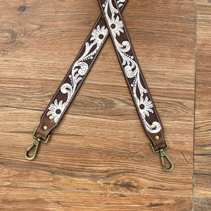 อะไหล่สายหนังวัวแท้ทำด้วยมือและสายรัดกล้องลายดอกไม้คุณภาพสูงพร้อมสแนปทองเหลืองโบราณ - Product Image 4