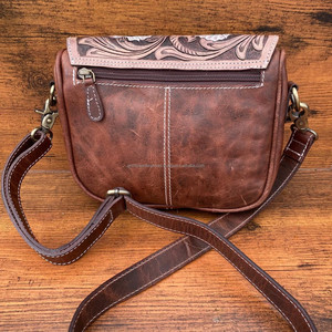 New Western Hand Tooled Leather Crossbody Bag Luxury Turquoise Floral Purse Carved Genuine Leather Women Western <b>Handbags</b> - Product Image 3