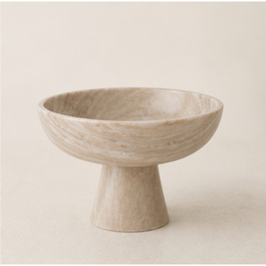Bol en marbre sur piédestal de luxe moderne, bol en pierre naturelle sur pied, centre de table décoratif pour hôtel et maison - Product Image 1