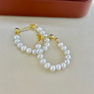 Pendientes de Perlas de Plata Pura Retro de Doble Hilera, Estilo Donut Simple con Nuevo Tampemr, Venta Directa al por Mayor - Product Image 2