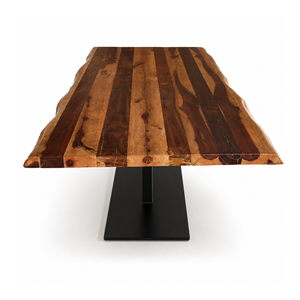Modern Industrial <b>Foldable</b> Live Edge Wood Dining <b>Table</b> Rectangle Black Metal V-<b>Legs</b> 6 Seater Stable Design Home Furniture - Product Image 4