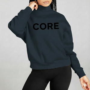 Everyday Street Style Oversize <b>Mock</b> <b>Neck</b> <b>Top</b> Loose Fit High <b>Neck</b> Oversized Sweatshirt Pullover Soft Cotton Oversized <b>Mock</b> <b>Neck</b> - Product Image 3