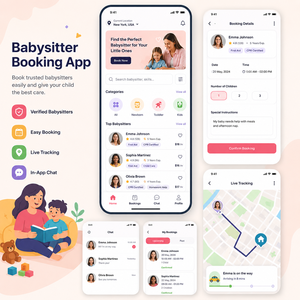 La Mejor Aplicación Móvil para Reservar Niñeras para Android, iOS y Web, con Reserva en Tiempo Real, Seguimiento y Solución Multi-idioma - Product Image 1