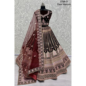 Fabzone Indian Bridal Velvet Collections Vestidos de novia con Zarkhan Work para novias - Product Image 5