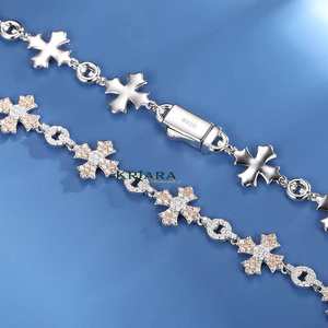 Men's S925 Silver Moissanite Snowflake <b>Statement</b> <b>Necklace</b> Round Brilliant Cut Hiphop Style Link Chain - Product Image 2