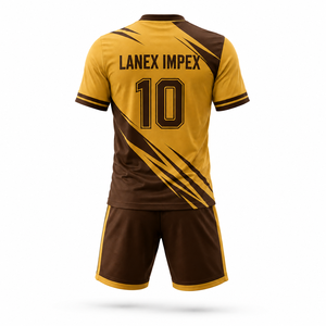 Ensemble de maillots de football personnalisés par sublimation pour hommes, uniforme de football à manches courtes, maillot et short d'équipe, marron doré, vêtements de sport à séchage rapide - Product Image 2