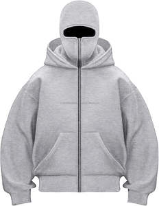 Sweat à capuche d'hiver pour homme avec logo personnalisé brodé et impression numérique, double capuche, double couche, pull à fermeture éclair intégrale, taille plus, cagoule - Product Image 4