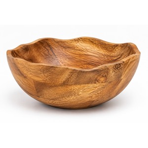 Bol à fruits en bois artisanal, vente en gros |   Design moderne du milieu du siècle, forme rectangulaire, couleurs marron/doré, 24,5x19,9x9,9 cm - Product Image 1