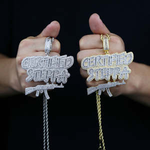 Nuevo Collar con Colgante de Letra Certificada Steppa Gun, con Incrustaciones de Moissanita, Chapado en Dos Tonos, Joyería Hip Hop de Lujo para Hombre - Product Image 6