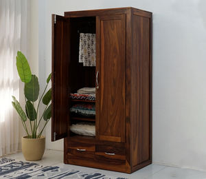Armoire moderne grande taille en bois de sheesham massif, fabriquée à la main, avec 2 tiroirs, pour chambre à coucher, hôtel, appartement - Product Image 3