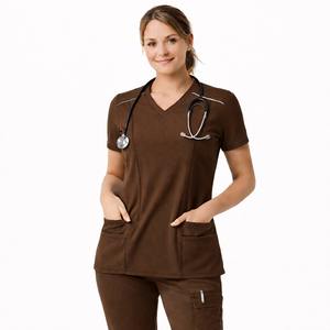 Ensemble d'uniformes médicaux tendance en jersey de coton unisexe avec logo personnalisé OEM, tenue d'hôpital pour médecins et infirmières, deux pièces, qualité export - Product Image 1