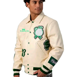 2026 New Custom Out Wear Embroidery <b>Men</b> <b>Bomber</b> Chenille Embroidery <b>Varsity</b> <b>Jackets</b> Color Button up university <b>Jacket</b> for <b>Men's</b> - Product Image 1