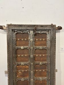 Porte en bois massif antique sculptée à la main avec cadre sculpté, porte d'entrée de luxe pour villas, restaurants, hôtels, meubles de maison - Product Image 4