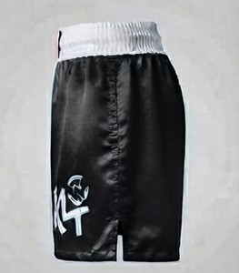 Pantalones Cortos de Boxeo Negros con Logotipo Blanco, Impresión por Transferencia de Calor, Ropa Deportiva Unisex, Ajuste Holgado y Transpirable - Product Image 4