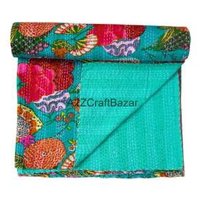 ผ้าห่มคันธาออร์แกนิคทำมือ สไตล์โบฮีเมียน สำหรับบ้าน/ออฟฟิศ ผลิตในอินเดีย เป็นมิตรกับสิ่งแวดล้อม ใช้ได้สองด้าน วินเทจ คุณภาพดีที่สุด - Product Image 6