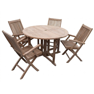 Solid Teak Compass <b>Foldable</b> <b>Garden</b> <b>Table</b> Modern Outdoor Premium Quality Slatted Top Patio <b>Garden</b> Hotel Resort Niwara Bisoepo - Product Image 3