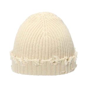 Solid International High Quality New Fashion Unisex Warm 100% <b>Wool</b> Flat Knitted Common Casual Plain Distress Best Broken <b>Beanie</b> - Product Image 1