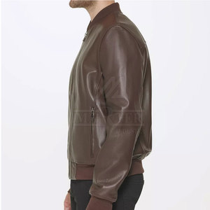 Stylish Genuine <b>Leather</b> Winter <b>Jacket</b> for <b>Men</b> Stand Collar Front Logo Breathable Eco-Friendly Comfortable Fit for Daily Wear - Product Image 6