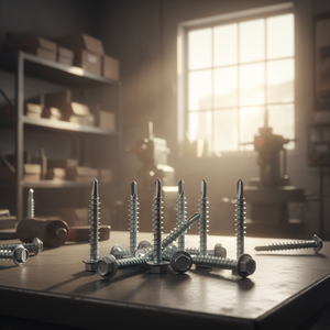 สกรูเจาะยึดหัวหกเหลี่ยมแบบขันด้วยมือ  ชุบสังกะสี  เหล็กกล้าคาร์บอน  ระดับ 4.8 และ 6.8  เกลียวหยาบ  ขนาดนิ้ว - Product Image 1