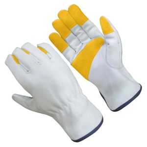Leather Work <b>Gloves</b> <b>Red</b> White Split Cowhide Waterproof UV Protection Winter Outdoor Unisex - Product Image 3