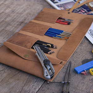 Estuche enrollable de cuero para lápices, organizador de dibujo con múltiples ranuras, estuche para herramientas de artista, proveedor mayorista de logotipos personalizados a precio razonable - Product Image 6
