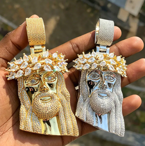 Hip Hop Iced Jesus Pendant Necklace Brass <b>Rope</b> <b>Chain</b> Zircon Christian Cross Jewelry for Men Women - Product Image 4