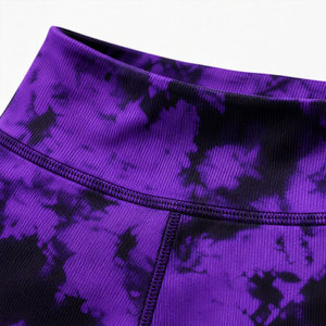 Ensemble de yoga 2 pièces pour femme, violet et noir, avec leggings taille haute et crop top dos nageur à col rond, en Spandex et Polyester sans couture - Product Image 5