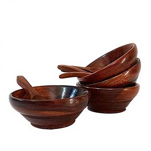 Tazones Vintage para Servir Postres, Material de Madera Ecológico, Pulidos, para Uso en Fiestas en Casa, Reutilizables, Tazón para Comida Rápida, BS INTERNATIONAL, Económicos - Product Image 2