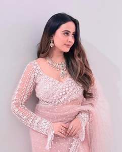 Exclusive Designer Look Soft <b>Net</b> Saree with Elegant Blouse Stylish Fancy Latest Indian Modest Party Casual Wear Women Saree - Product Image 6