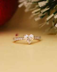 Bague en argent 925 avec moissanite cœur 1 carat, couleur D, taille excellente, sertie à griffes, étincelante, bijou de mariage et de fête - Product Image 6