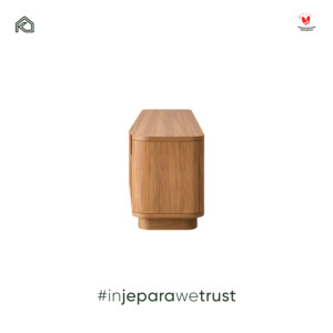 Meuble TV scandinave KLOPS en teck massif avec portes cannelées, console multimédia, meuble de rangement pour salon, hôtel, villa - Product Image 3