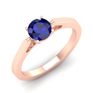 Anillos de compromiso REYES elegantes de plata de ley 925 con moissanita para mujer, corte redondo, 1 quilate, anillos solitarios con gema de zafiro azul - Product Image 2