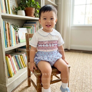 Mono de punto suizo para bebé, recién nacido, niño pequeño, cuello redondo, manga corta, 100% algodón transpirable, venta al por mayor - Product Image 1