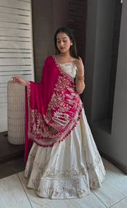 Women's <b>Purple</b> Orange Pink Lehenga Choli Cotton Traditional Wedding <b>Dress</b> Floor-Length Loose Fit All Seasons India Pakistan Styl - Product Image 2