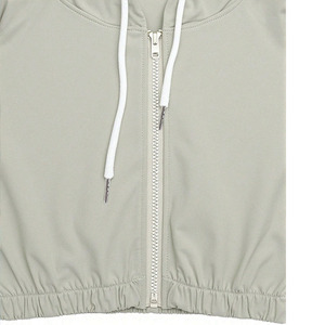 Custom Grey Women Cropped Yoga Windbreaker <b>Jacket</b> <b>Lightweight</b> Activewear Zip Up Fitness Outerwear OEM <b>jacket</b> for men Supply USA - Product Image 6