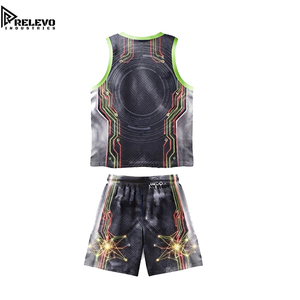 Men Custom Sublimated <b>Tech</b> Starburst Circuit Pattern Basketball Uniform Set Grey Red and Neon Green Jersey and <b>Shorts</b> Teamwear - Product Image 3