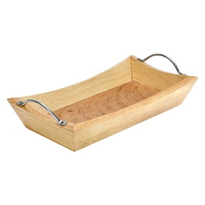 <b>Decorative</b> Handmade Wooden Serving Tray Minimalist Design With Metal Handles For Home Food Serving Uncoated Wood Craft - Product Image 3