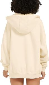 Sweat-shirt à capuche court beige pour femme, à manches longues, zippé, avec poches avant, respirant, tricoté, décontracté, style hip-hop, pour le printemps - Product Image 4