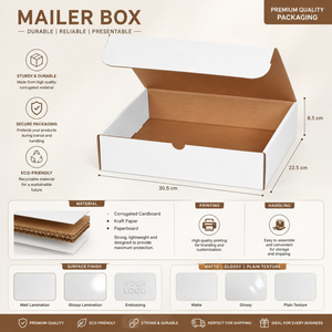 White Corrugated Shipping Mailer <b>Box</b> | Custom Cardboard Packaging Carton for Gift <b>Packing</b> Ecommerce Moving Storage Delivery <b>Box</b> - Product Image 5