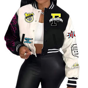 Chaqueta Blazer Vintage Estilo Urbano para Mujer, Diseño de Parches, Corta, de Lana/Cachemira, Estilo Universitario, Otoño/Invierno, Transpirable - Product Image 1