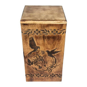 Elegant Design Wooden Urns for Funeral Ashes Mango Wood Urn Box with Birds Engraved <b>Pet</b> <b>Memorial</b> <b>Gift</b> Box for Online Sellers - Product Image 4