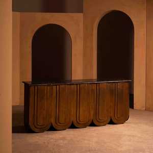 Mesa Consola Moderna de Mediados de Siglo, Base de Madera Sólida, Mueble de Entrada Hecho a Mano - Product Image 4
