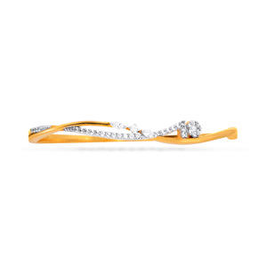 Elegant 14K Yellow Gold Lab Grown Diamond Round Brilliant Cut Women's <b>Bangle</b> <b>Bracelet</b> - Product Image 2