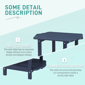 Tavolino Laterale Adirondack Blu Navy a 2 Ripiani in HDPE, Resistente alle Intemperie, Piccolo Tavolino da Esterno per Patio - Product Image 4