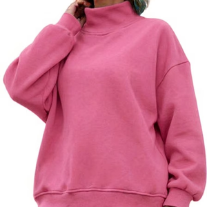 เสื้อสเวตเชิ้ตคอเต่าผู้หญิงทรงโอเวอร์ไซส์ ดีไซน์เก๋ ปรับแต่งได้ตามต้องการ ผ้าฟลีซนุ่ม สวมใส่สบายในฤดูหนาว รับผลิตแบบ OEM ODM - Product Image 1